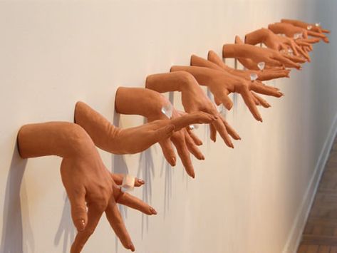 Tan Hands | Misty Gamble | Clay Figure Sculpture Tan Hands, Figure Sculpture, 3d Figures, Public Sculpture, Hand Sculpture, Oakland California, Unique Trees, Creative Workshop, Clay Figures