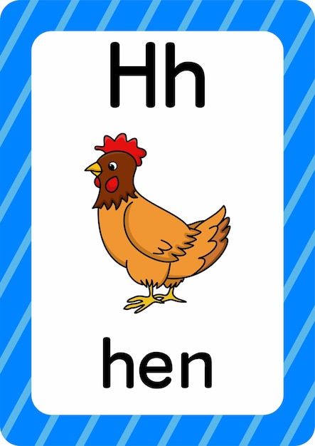 Letter H Flashcards, Alphabet H, Chicken Cartoon, Apple Alphabet, Alphabet Flash Cards Printable, Alphabet Animals, Letter Flashcards, Letter Worksheets For Preschool, Esl English