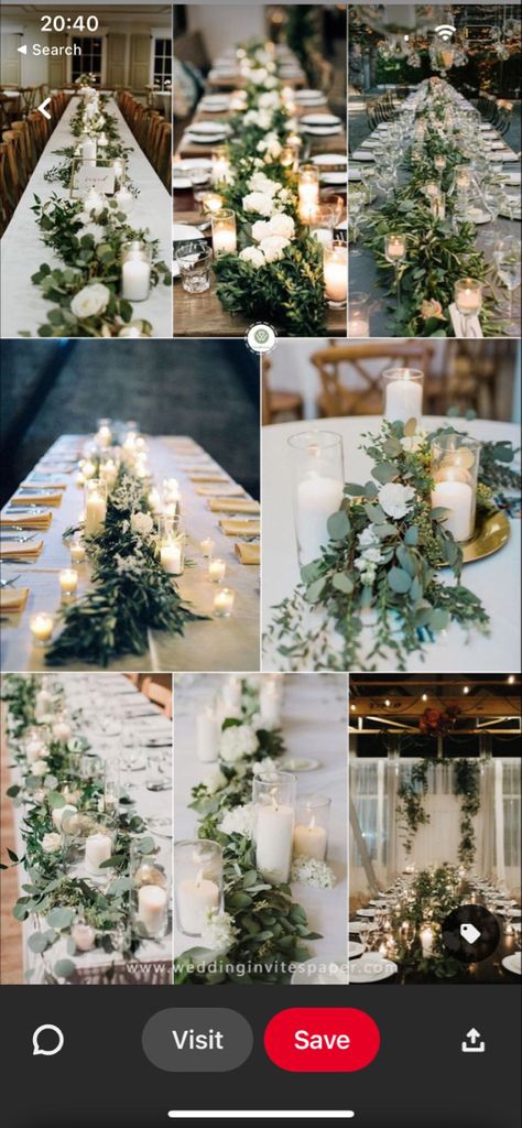 Chapel Decor, Centerpieces Greenery, Greenery Wedding Centerpieces, Greenery Centerpiece, Diy Wedding Reception, Glass Candles, Centerpieces Diy, Wedding Centerpieces Diy, Wedding Theme Colors