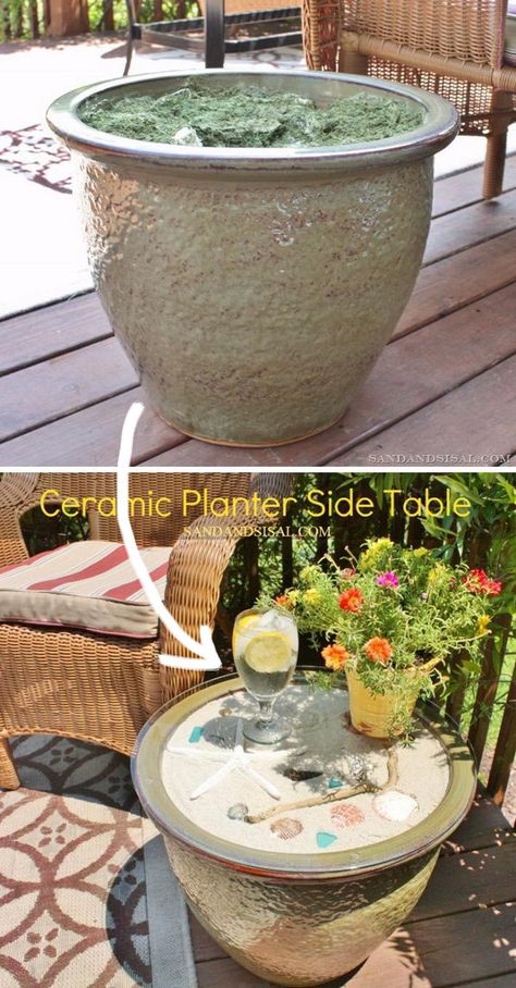 40+ Awesome DIY Side Table Ideas for Outdoors and Indoors 2017 Diy Outdoor Small Table, Diy Patio End Table Ideas, Planter Side Table Diy, Patio Side Table Diy, Patio Side Table Ideas, Outdoor Side Table Ideas, Outdoor Side Table Diy, Diy Patio Side Table, Side Table Ideas