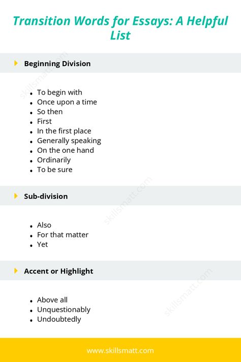 Helpful transition words for smooth essay writing.,
Need help with your essays/ paper? I offer professional writing services to boost your success. Visit our website for personalized assistance! Words For Essays, Transition Words For Essays, Transition Words, Professional Writing, Essay Writing Tips, Writing Help, Writing Services, Essay Writing, Writing Tips