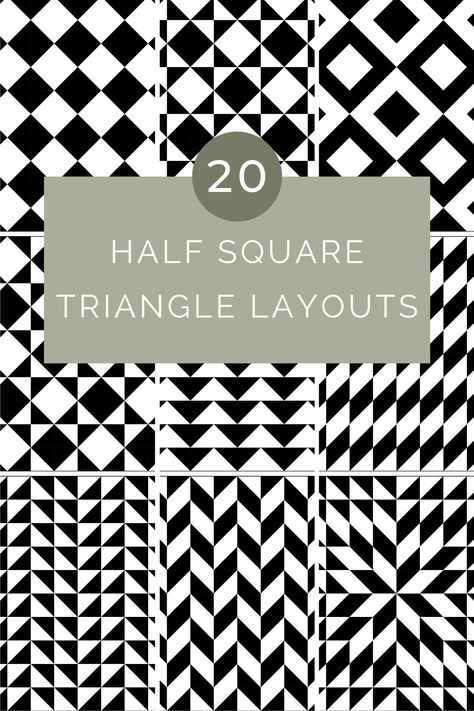 The Half Square Triangle block is one of the most popular quilt blocks. This simple block can be arranged in endless ways to create unique quilt designs. The designs in this post were created using 80 Half Square Triangles (2 charm packs) and arranging them in an 8 x 10 grid. Create your own designs... Quilt Half Square Triangle, Half Square Triangle Designs, Half Square Triangle Star Blocks, Half Square Triangle Layouts, Half Rectangle Triangle Quilt, Chain Link Quilt Pattern Free, Half Triangle Squares, Half Square Quilt Patterns, Masculine Quilt Patterns Free