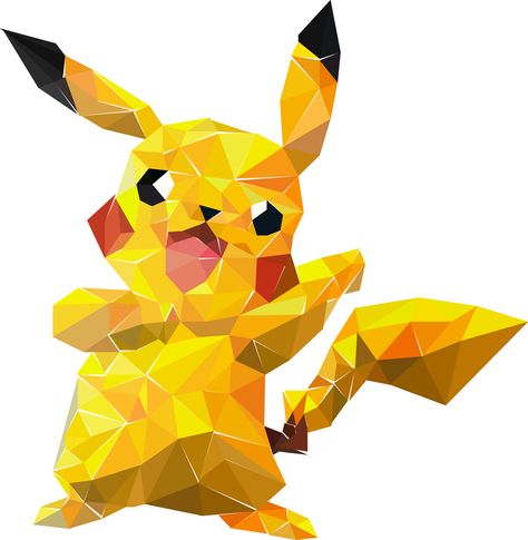 Polygon Art Illustration, Polygon Art Animal, Polygonal Art, Polygonal Design, Geometric Art Animal, Pikachu Drawing, Color Theory Art, Wpap Art, Poly Art