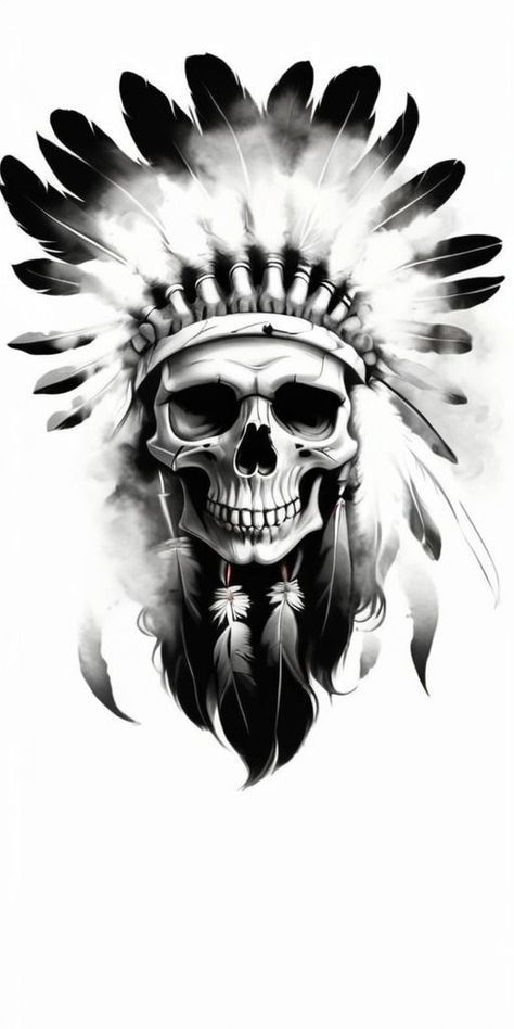 Native American designs Limited Availability at newtestamenttattoostudio American Indian Skull Tattoo, Native Skull Tattoo Design, Indian Chief Tattoo Design, Native Skull Tattoo, Chief Skull Tattoo, Indian Skull Tattoo Design, Skull Headdress Tattoo, Indian Head Tattoo, Viking Skull Art