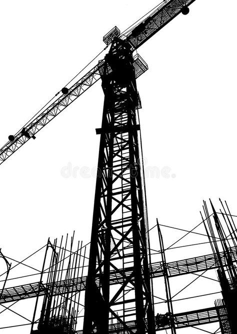 Construction Crane Illustration, Construction Silhouette, Exam Mood, Crane Construction, Construction Crane, Tower Crane, Construction Work, Black Crane, Construction Site