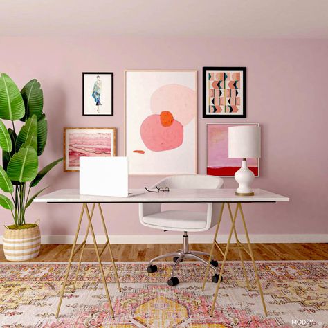 Pink Home Offices, Igs Ideas, Pink Home Office, Office Vibes, Pink Office, Dream Office, Office Inspo, Decorating Inspiration, Home Office Space