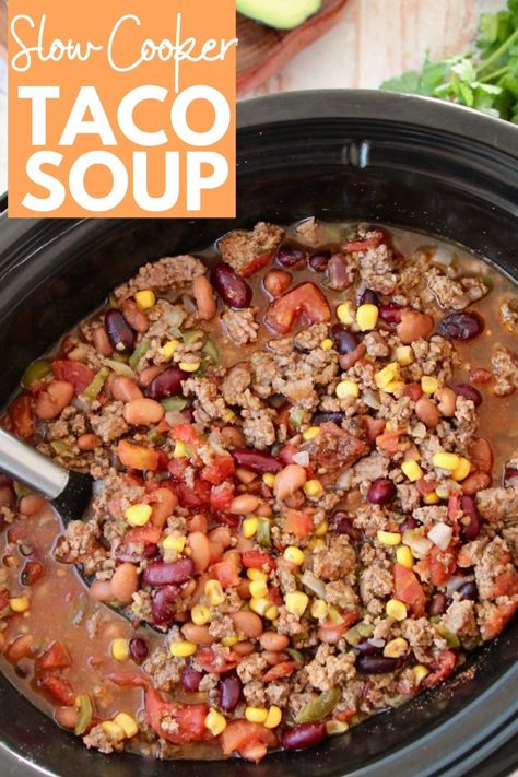 Best Taco Soup, Taco Soup Recipe Crockpot, Crockpot Taco Soup, Slow Cooker Taco Soup, Turkey Taco Soup, Slow Cooker Taco, Crockpot Taco, Taco Soup Recipe Easy, Beans And Corn