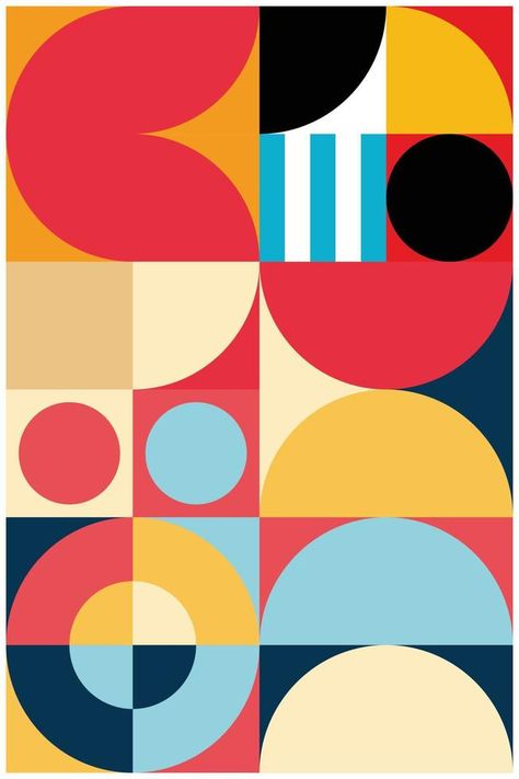 Background design with colorful geometric patterns in portrait orientation. Abstract background made of neatly arranged circles, squares and rectangles with a unique color combination. Rectangle Abstract Art, Square Composition Design, Composition With Circles, 2d Design Composition Geometric, Circles Composition, Circle Square Triangle Composition, Shape Composition, Circles In Squares Abstract Art, Geometric Graphic Design