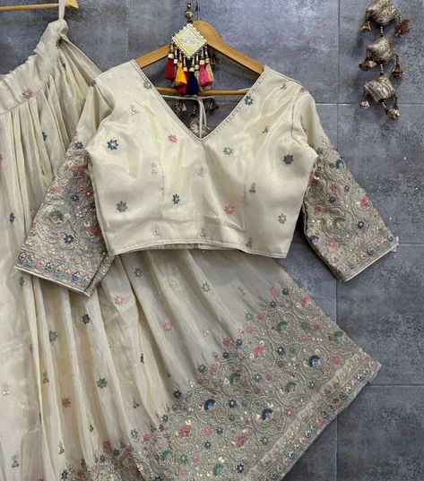 Pure viscos tissue chaniya choli with creem shade 4.5 mtr flare 42 waist 42 length With double can and canvas L size blouse with margin Blouse with double cotton lining and heavy quality of pade Heavy multi work of duptta 2.5 mtr of length Price :- 3590/- only #chaniyacholionline #chaniyacholi #chaniyacholicollection #designduppata #designchaniya #designbouse#diwalicollection #ethnicwearonline #ethnicwear2024 #newcollections #exploremore #readymateblouse #designechaniyacholi #ex... Chaniya Choli, Pure Products, Canvas, Fabric, Quick Saves