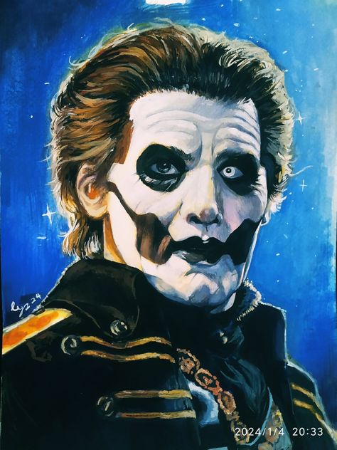 Papa iv gouache painting Papa Iv Ghost, Papa Nihil, Papa Ghost, Ghost Fanart, Ghost Papa Emeritus, Papa Iv, Ghost Painting, Ghost Papa, Spooky Art