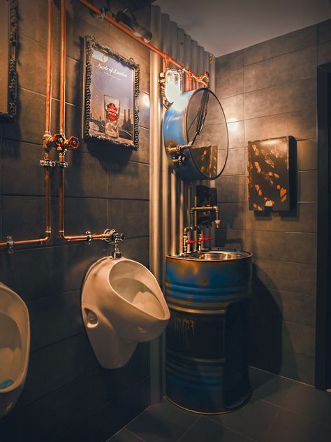 Bunker, The Bar You Hang Out After The Apocalypse | Bored Panda Industrial Coffee Shop, Bar Deco, Pub Interior, Pub Design, Industrial Coffee, Desain Editorial, Toilet Design, Bar Interior, Chur