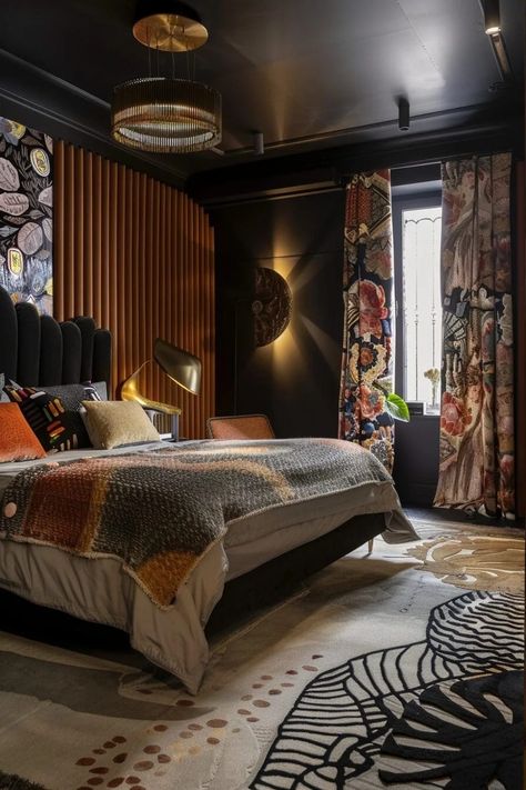 25 Maximalist Bedroom Ideas That Will Give You Sweet Dreams (And Maybe Nightmares) - sfor3 Modern Maximalist Bedroom, Aesthetic Motto, Maximalism Bedroom, Maximalist Rooms, Maximalist Bedroom Ideas, Maximalist Bedroom, Modern Maximalist, Arts And Crafts Interiors, Accent Wall Paint