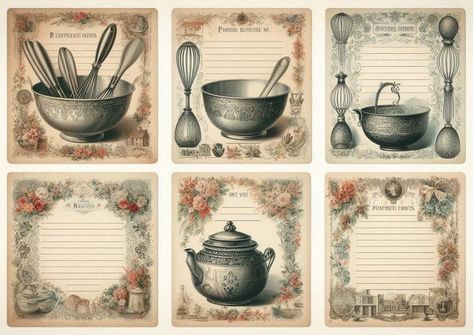 Free Printables + AI Art Sharing | Vintage style recipe cards | Facebook Recipe Cards, Free Printables, Vintage Style, Paper Crafts, Vintage Fashion, Art