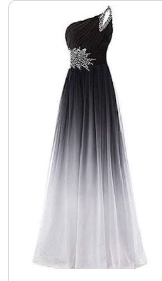 Black Silver Bridesmaid Dresses, Black And Silver Gown, Fantasy Dress Black, White Grad Dresses, Black And White Prom Dresses, Long Chiffon Evening Dress, Sparkly Cocktail Dress, Black And Silver Dress, Grey Prom Dress