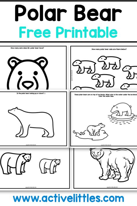 polar bear free preschool printable Polar Bear Outline Printable, Polar Bears Kindergarten, Polar Bear Template, Polar Bear Printable, Polar Bear Paws, Polar Bear Outline, Paw Template, Polar Bear Unit, Polar Bears Activities