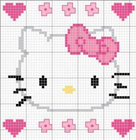 Hello Kitty Graph Pattern, Hello Kitty Crochet Tapestry, Hello Kitty Pattern Crochet, Hello Kitty Tapestry Crochet, Hello Kitty Cross Stitch Patterns, Hello Kitty Grid Pattern, Hello Kitty Grid, Cross Stitch Hello Kitty, Hello Kitty Crochet Pattern