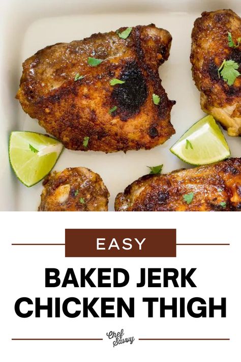 Jerk Chicken Thighs, Baked Jerk Chicken, Main Dish For Potluck, Jerk Chicken Recipe, Jamaican Jerk Chicken, Chicken Thighs Recipe, Easy Chicken Parmesan, Thighs Recipe, Broiled Chicken