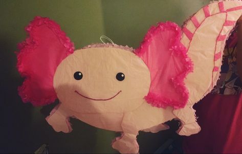 Axolotl Party Pinata Axolotl Pinata, Axolotl Valentine Box Ideas, Axolotl Party Ideas, Axolotl Birthday Party, Axolotl Party, Tissue Paper Craft, Birthday 10, Valentine Box, 4th Birthday Parties