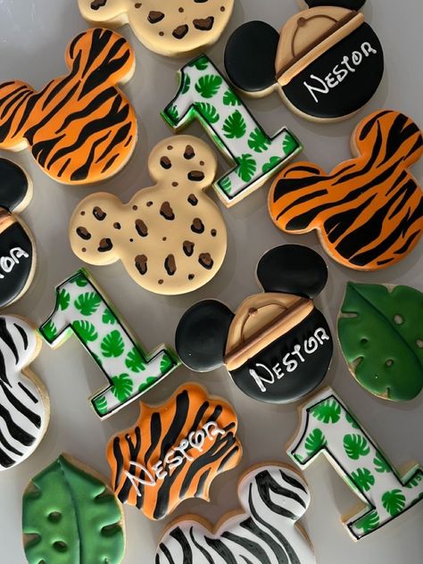 Mickey Mouse Safari Theme Birthday Party, Disney Wild One Birthday, Mickey Mouse Safari Cookies, Mickey Mouse Safari Cake Pops, Mickey Mouse Safari 1st Birthday, Mickey Safari 1st Birthday, Mickey Safari First Birthday, Safari Mickey Birthday Party, Mickey Safari Cookies