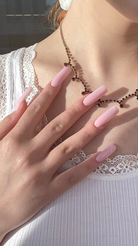 Pink Nails Korean, Cute Nails For Birthday Pink, Kawaii Pink Nails, Cute Nails For Birthday, Chrome Nails Coffin, Y2k Pink Nails, Korean Glass Nails, Pink Birthday Nails, Press On Nail Designs