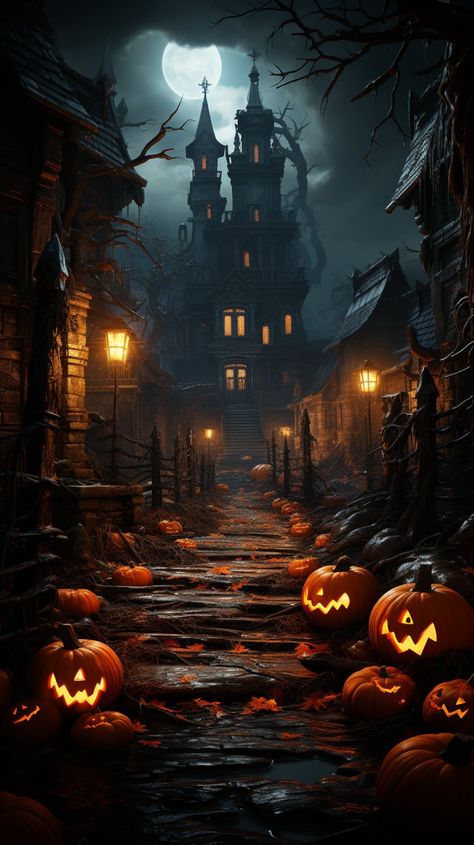 Spooky Halloween Wallpaper, Imaginary City, Spooky Halloween Pictures, Helloween Wallpaper, Halloween History, Halloween Wallpaper Backgrounds, Scary Wallpaper, Halloween Everyday, Wallpaper Halloween