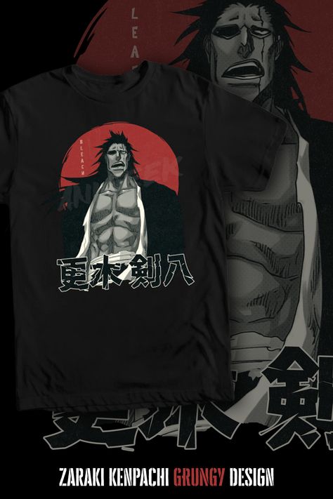 Bleach Kenpachi T-Shirt Design. Available on Teepublic. Buy one now! #Zarakikenpachi #Kenpachibleach #bleachanimetshirt #animetshirt #animedesign #grungytshirt Bleach Kenpachi, Kenpachi Zaraki, Bold Outfits, Outfits Unique, Anime Streetwear, Anime Tshirt, Bleach Anime, Dark Anime, Tshirt Design