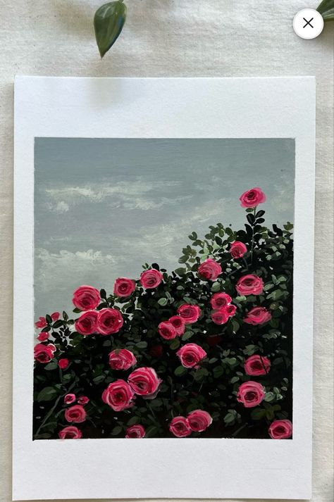 Sky With Flowers, Aesthetic Acrylic Painting, Rose Field, Canvas Art Painting Abstract, Mural Art Design, Buddha Art Drawing, Field Painting, Simple Painting, Painted Roses