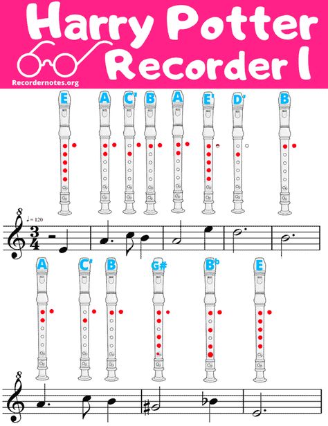 Piano Notes Harry Potter, Harry Potter Theme Song Flute Notes, Harry Potter Flute Sheet Music, Flute Recorder Notes, Songs On Recorder, How To Play Recorder, Songs To Play On Recorder, How To Play The Recorder, Recorder Notes Songs