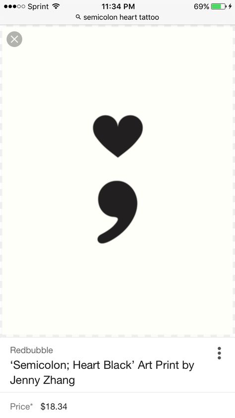 Heart Semi Colon, Heart Semicolon Tattoo, Jenny Zhang, Heart Semicolon, Colon Tattoo, Semi Colon, Foot Tattoos For Women, Semicolon Tattoo, Amazing Tattoos