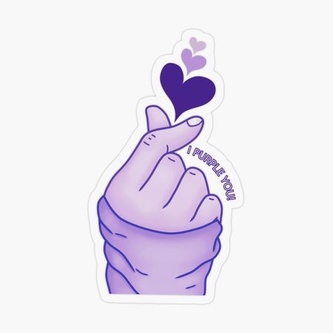 I Purple You Sticker, I Purple You, Handcrafts Ideas, Heart Fingers, Bt21 Stickers, Purple Stickers, Finger Heart, Bts Bt21, Purple Logo