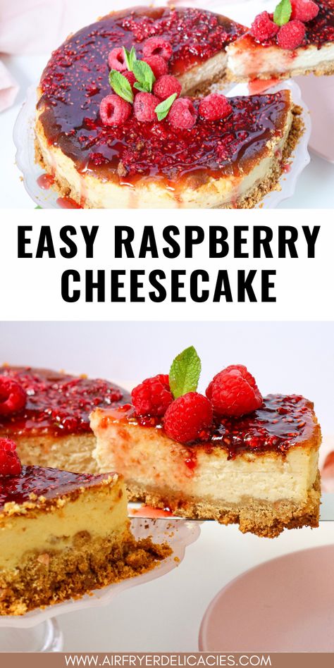 Easy Raspberry Cheesecake Recipe everyone can make in their kitchen. Raspberry Topping For Cheesecake, Raspberry Cheesecake No Bake, Raspberry Cheesecake Topping, Easy Raspberry Cheesecake, Raspberry Topping, Cheesecake Recipes Easy Homemade, Raspberry No Bake Cheesecake, Raspberry Swirl Cheesecake, Cheesecake Toppings