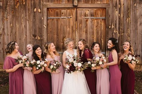 Maroon and Dusty Rose Wedding Color Combos 2024, Mismatched Maroon and Dusty Rose Bridesmaid Dresses, Dusty Rose Wedding Invitations - ColorsBridesmaid Marsala Bridesmaid Dresses, Davids Bridal Chianti Wedding Party, Maroon And Blush Bridesmaid Dresses, Maroon And Pink Bridesmaid Dresses, Bridesmaid Dress Colors Fall, Pink And Maroon Wedding Theme, Mixed Bridesmaid Dresses Fall Wedding Color Palettes, Fall Pink Bridesmaid Dresses, Bridal Party Different Color Dresses