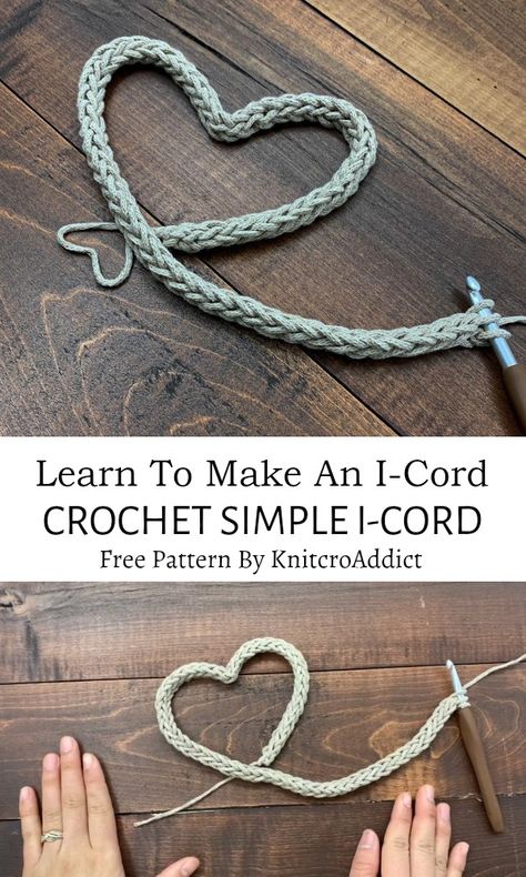 Beautiful Crochet Cord Patterns For Beginners - Yarn & Hooks Cord Knitting, Crochet Rope Pattern, How To Crochet An Icord, Crochet Icord Ideas, Crochet I Cord Tutorial Free Pattern, Crochet Chain Pattern, Crochet Glasses Chain Free Pattern, Crochet Rope Cords, Crochet Cord Cover