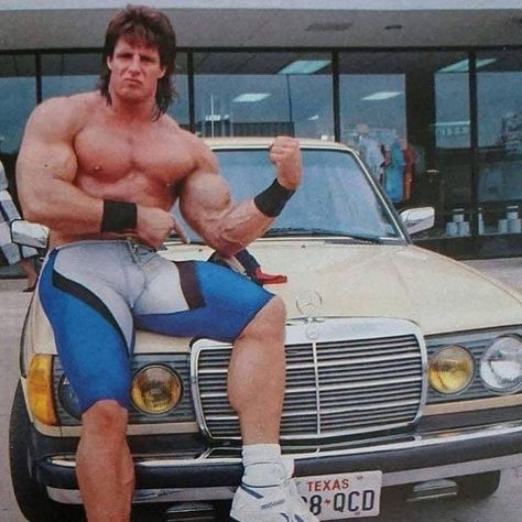 Wrestling Rare Photos on Instagram: “Ultimate Warrior without his signature makeup posing on top of a Mercedes. I won’t lie Warrior looks pretty juiced up in this pic, maybe a…” The Ultimate Warrior, Randy Savage, Warrior 1, Ultimate Warrior, Hulk Hogan, Fallout 4, The Warrior, Life Memes, Wwe Superstars