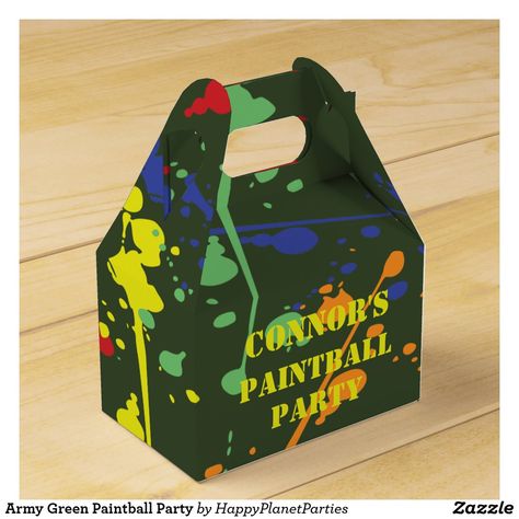 Army Green Paintball Party Favor Box Paintball Party Favors, Zombie Birthday Party Decorations, Paintball Birthday Party, Paintball Birthday, Zelda Party, Paintball Party, Planet Party, Zombie Birthday Parties, Zombie Birthday