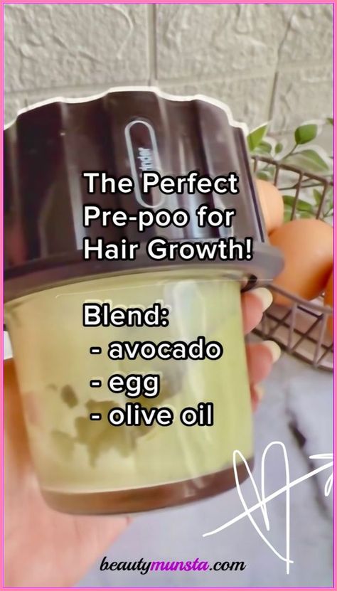 Bonus: Avoid using too many hair products that contain phthalates. #haircare #hair #hairfall Avocado Hair Mask Deep Conditioner, Avocado Hair Mask For Growth, Pre Poo Natural Hair Recipes, Haircare Ideas, Deep Conditioner Recipe, Pre Poo Natural Hair, Natural Hair Recipes, Olive Oil Hair Mask, Hair Growth Conditioner