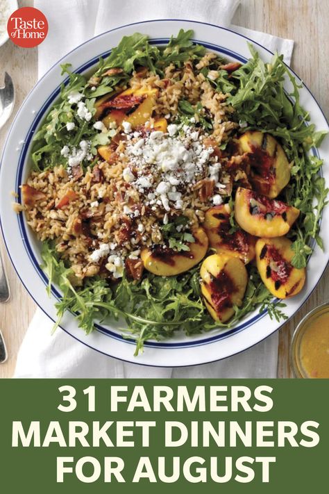 31 Farmers Market Dinners for August Farmer’s Market Recipes, Summer Farmers Market Recipes, Farmers Market Meal Ideas, Farmers Market Dinner Ideas, Farmers Market Recipes Summer, Farmers Market Recipes Fall, Farmers Market Meals, Farmers Market Dinner, August Recipes