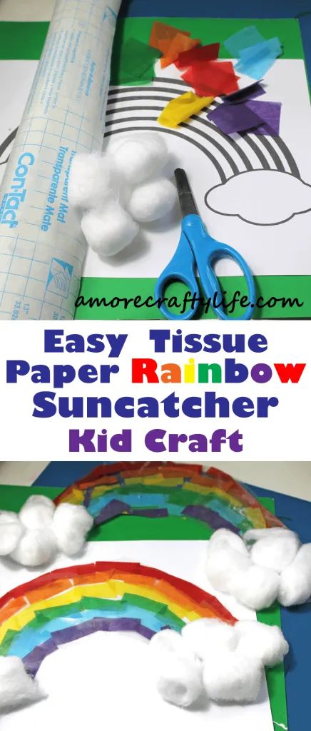 Tissue Paper Rainbow Suncatcher Craft for Kids - A More Crafty Life Diy Rainbow Decorations, Tissue Paper Rainbow, Tissue Paper Art, Rainbow Suncatcher, Rainbow Craft, Paper Rainbow, Suncatcher Craft, Diy Rainbow, Spring Crafts For Kids