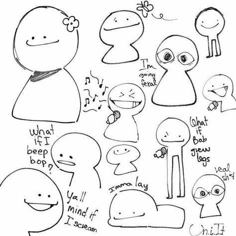 Silly Pfp Drawing, Silly Art Style Anatomy, Goober Art Style, Newgrounds Art Style, Silly Faces Drawing, Blob Drawing, Drawing Facial Expressions, Goobers Drawing, Silly Expressions