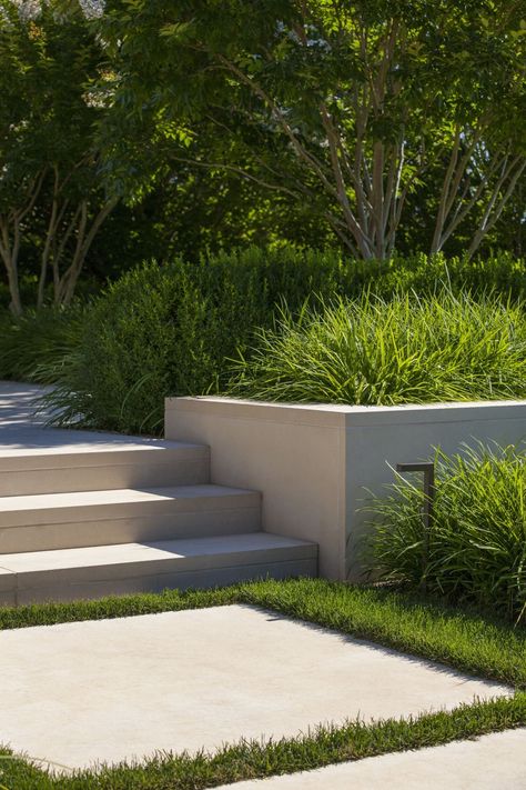 Contemporary Stairs, Landform, Garden Steps, Big Garden, Contemporary Garden, Casa Exterior, Modern Landscaping, Landscape Projects, Back Garden