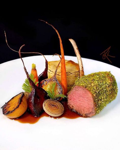 Rack Of Lamb Plating, Lamb Rack Plating, Lamb Plating, Meat Plating, Rack Lamb, Crusted Lamb Rack, Lamb Racks, Herb Crusted Lamb, Herb Crusted Rack Of Lamb