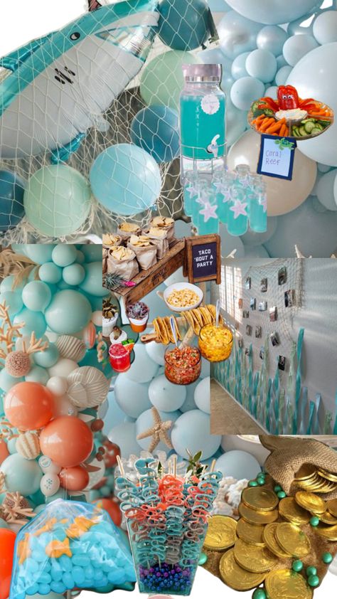 Beachy Birthday Party Ideas, Beach Theme Bday Party, Summer I Turned Pretty Birthday Party, Birthday Party Beach Theme, Birthday Plan Ideas, Ocean Themed Birthday Party, Beach Themed Birthday, Beach Birthday Decorations, Beach Theme Birthday Party