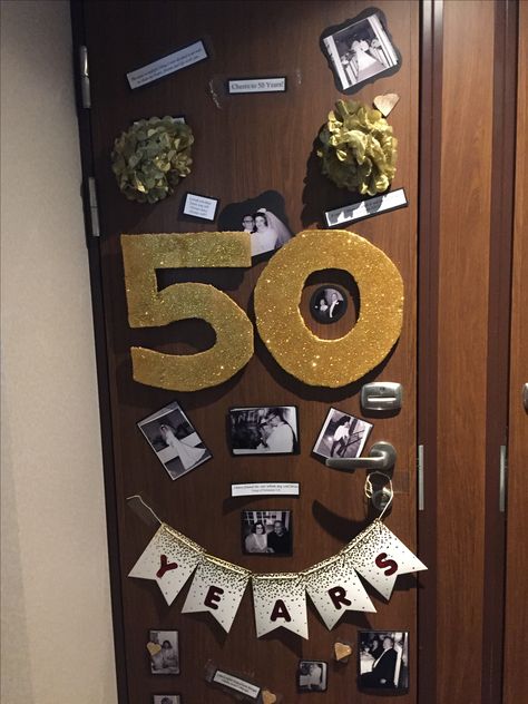 decorated this door for my in law's 50th anniversary cruise celebration it has pictures and biblical quotes Cruise Anniversary Ideas, Cruise Ship Door Decoration Ideas Birthday, Cruise Door Decorations Anniversary, Cruise Ship Door Decoration Ideas Anniversary, Cruise Cabin Door Decorations Ideas Anniversary, 50th Birthday Cruise Door Decorations, Honeymoon Cruise Door Decorations, Cruise Door Decorations Birthday, Cruise Anniversary Door