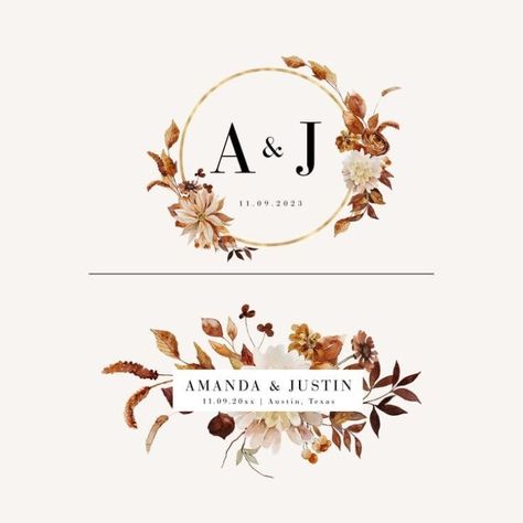 event company logo design ideas Unique Wedding Logo, Wedding Initials Logo, Wedding Invitation Boho, Free Wedding Planner Printables, Watercolour Florals, Timeless Logo, Diy Logo, Wedding Logo Design, Earthy Hues