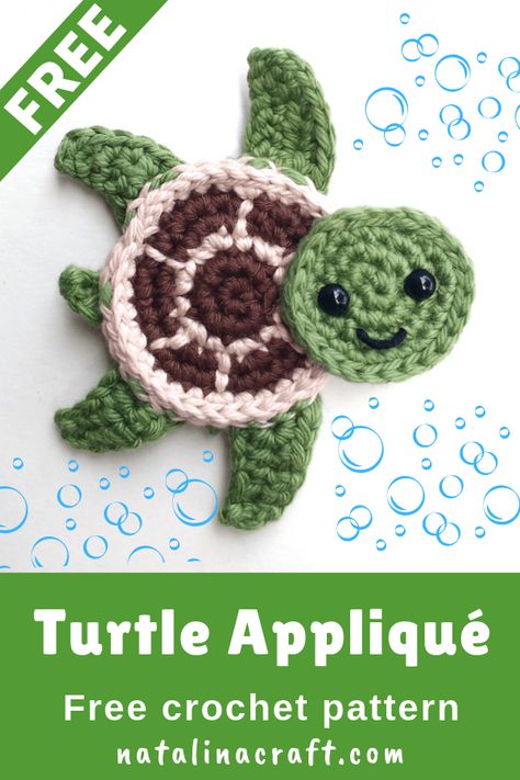 This Free sea turtle appliqué crochet pattern is great to make the cutest turtle appliqués. Their cuteness make them perfect for a crochet blanket. These sea turtle crochet appliqués work up quickly, you can then sew them or even glue them on your blankets. Turtle Applique, Marque-pages Au Crochet, Crochet Appliqué, Turtle Amigurumi, Crochet Turtle Pattern, Crochet Applique Patterns Free, Crochet Appliques, Crochet Embellishments, Confection Au Crochet