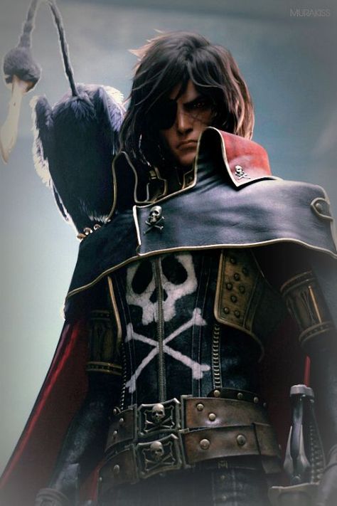 Captain Harlock Movie, Harlock Space Pirate, Space Captain, Space Pirate Captain Harlock, Pirate Movies, Robot Cartoon, Captain Harlock, Star Blazers, Pirate Art