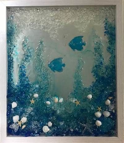 Glass Art/Resin Art/Beach Glass/Starfish/Suncatcher/Ocean Art/Modern ... Seashell Resin, Sea Glass Window Art, Sea Glass Window, Broken Glass Crafts, Sea Glass Art Diy, Sea Glass Art Projects, Beach Glass Crafts, Seashell Wall Art, Glass Window Art