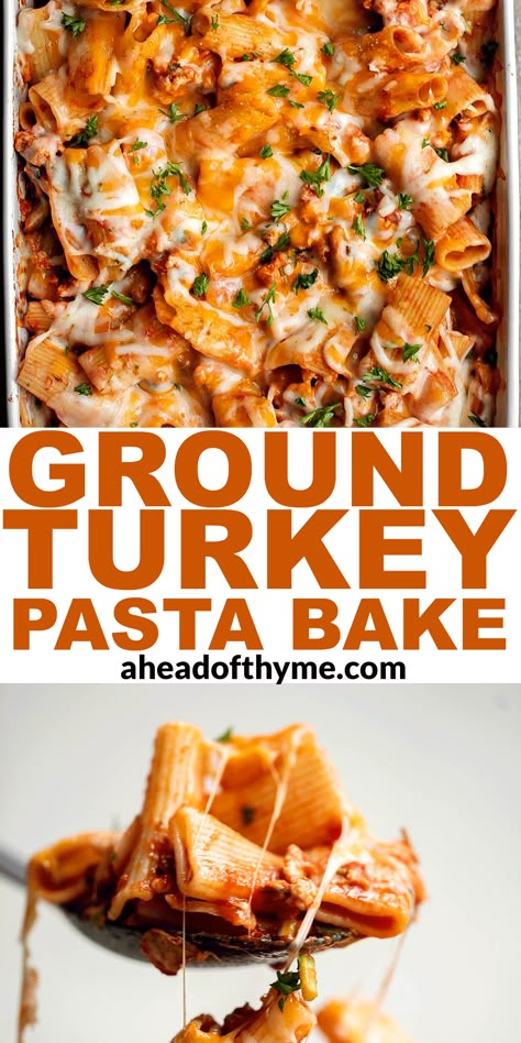 Ground Turkey Meat Dinner Ideas, Easy Dinner With Turkey Meat, Ground Turkey Pasta Bake Recipes, Ground Turkey Pasta Crockpot, Ground Turkey Rigatoni Recipe, Turkey Rigatoni Recipes, Dinner For Inlaws, Pasta Dishes With Ground Turkey, Dinner Recipes For Family Ground Turkey