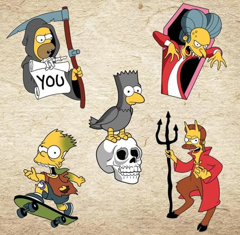 Simpsons Treehouse Of Horror Tattoo, Treehouse Of Horror Tattoo, The Simpsons Characters, Simpsons Treehouse Of Horror, Simpsons Tattoo, Simpsons Drawings, Simpsons Characters, Tattoo Outline Drawing, Simpsons Art