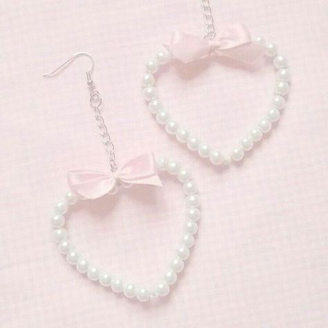 Cute Pink Accessories, Coquette Earrings, Anting Manik, Coquette Bows, Kawaii Jewelry, Jewelry Accessories Ideas, Handmade Jewelry Tutorials, Pink Girly Things, Girly Accessories